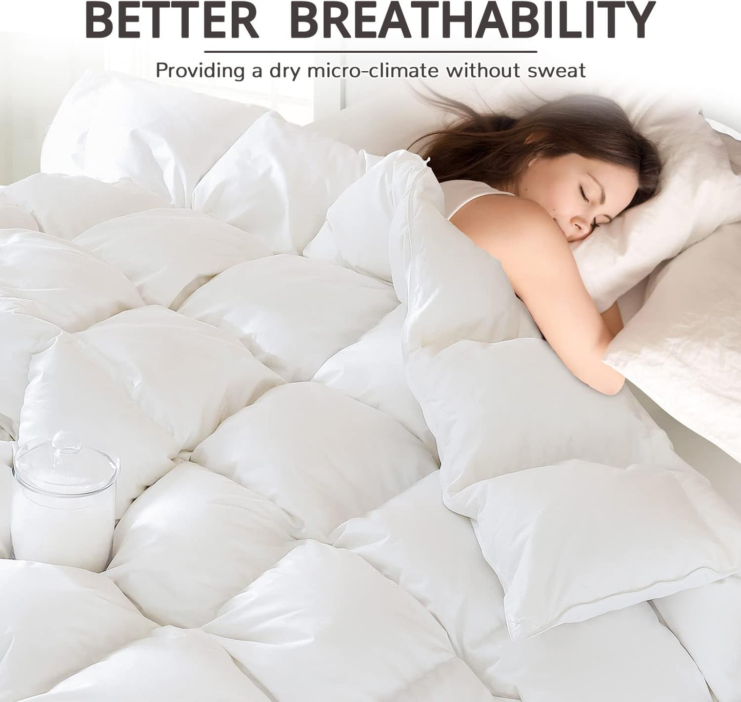Globon Down Comforter All Season  Noiseless Shell White Color