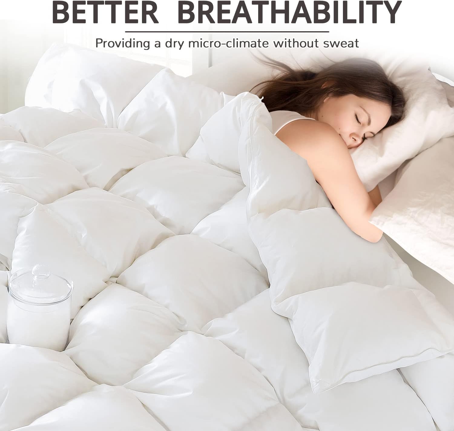 Globon Down Comforter All Season  Noiseless Shell White Color