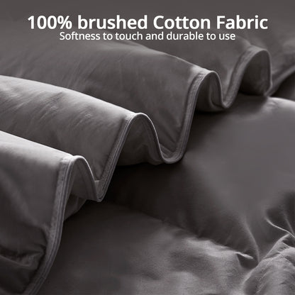Globon Feather Down Comforter All Season, 100% Cotton Shell, Dark Grey