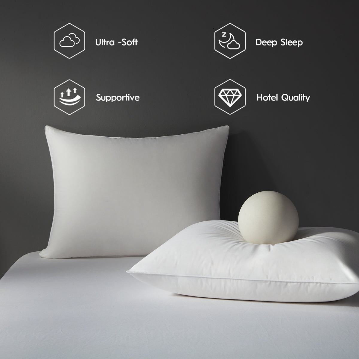 Globon Organic Down Pillows, Premium Down and Kapok Fiber Filling, 100% Cotton 430TC Shell, Medium Firm