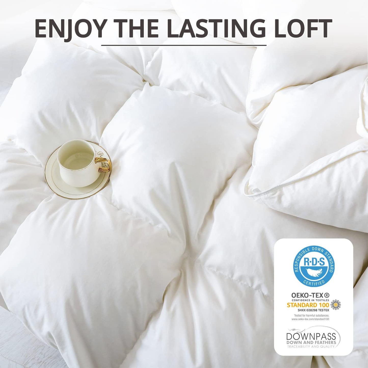 Globon Down Comforter All Season  Noiseless Shell White Color