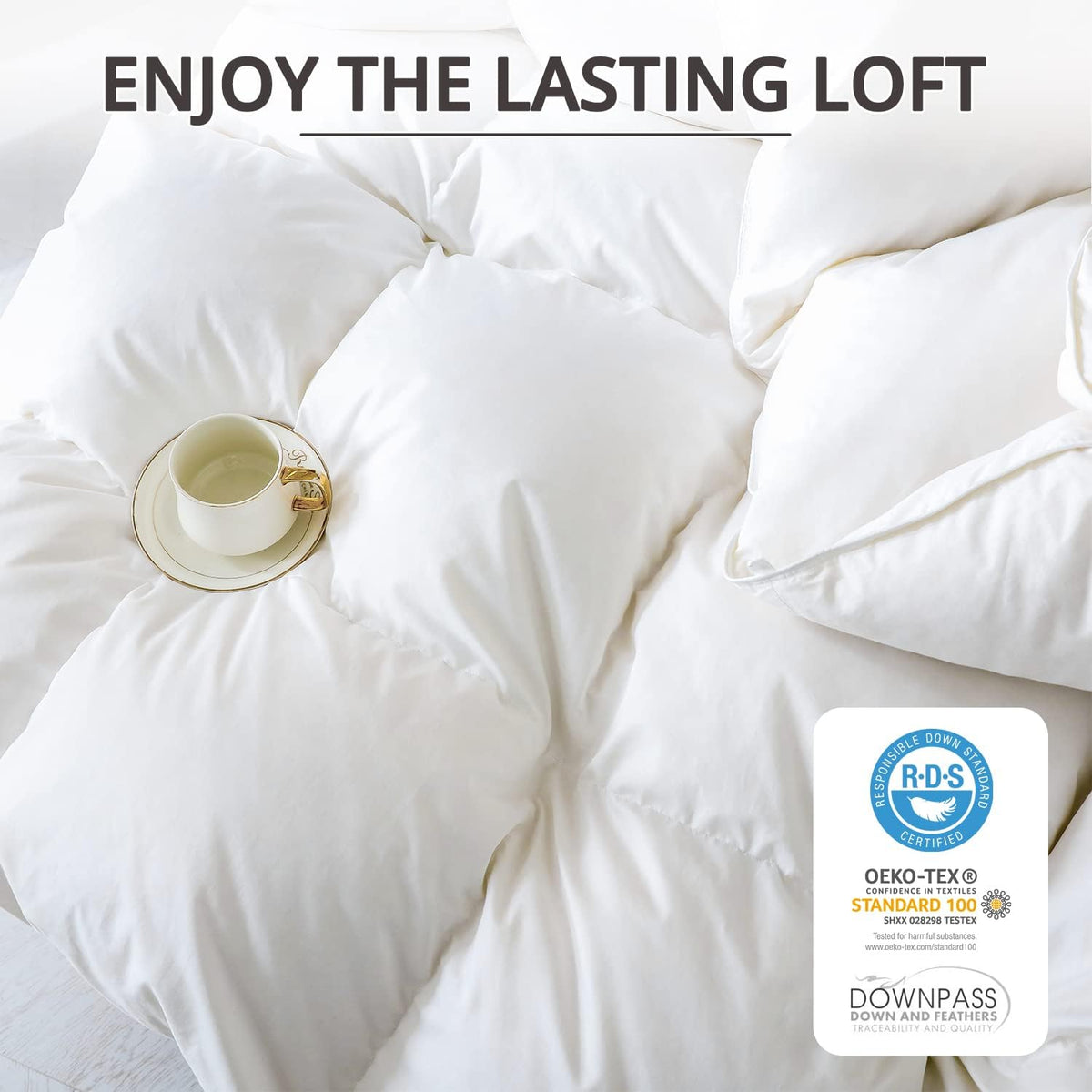 Globon Down Comforter All Season  Noiseless Shell White Color