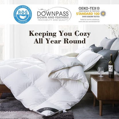 Globon Down Comforter All Season  Noiseless Shell White Color