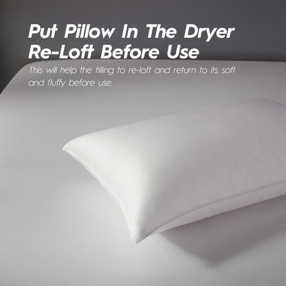 Globon Organic Down Pillows, Premium Down and Kapok Fiber Filling, 100% Cotton 430TC Shell, Medium Firm