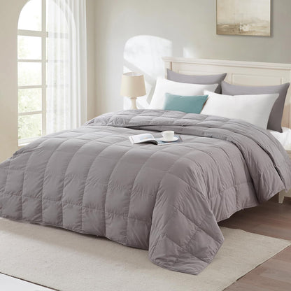 Globon Summer Down Blanket , Extra Lightweight  for Hot Sleepers, Noiseless &amp; Extra Soft,12 Ounce Fill Weight, Grey