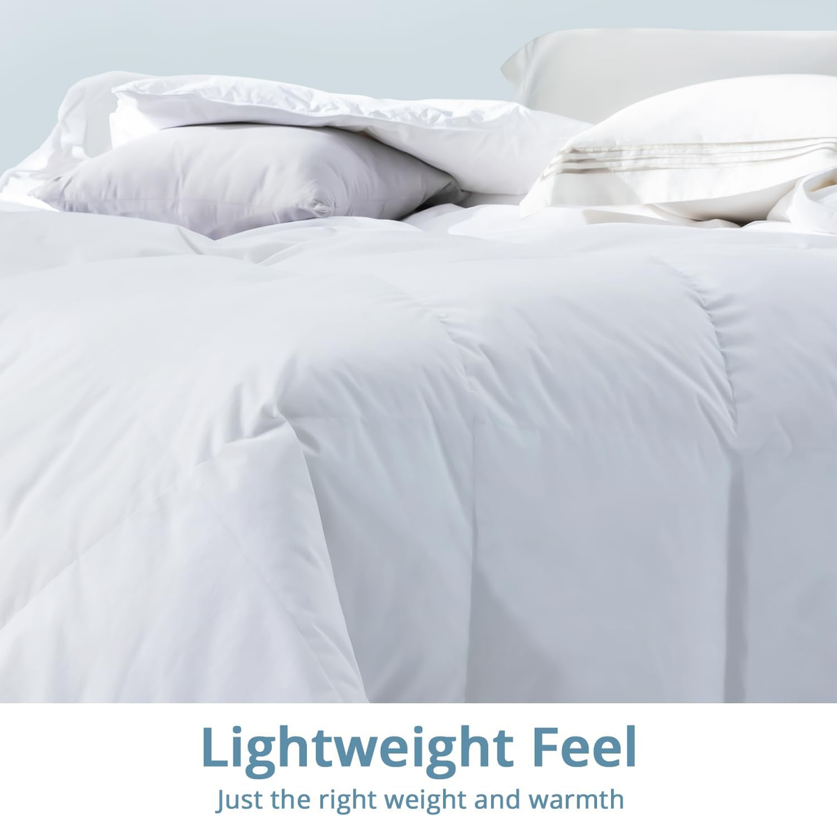 Globon Ultra-Soft Lightweight Down Feather Comforter, Hot Sleeper/Warm Weather,Noiseless Shell,700 Fill Power with Corner Tabs,White…