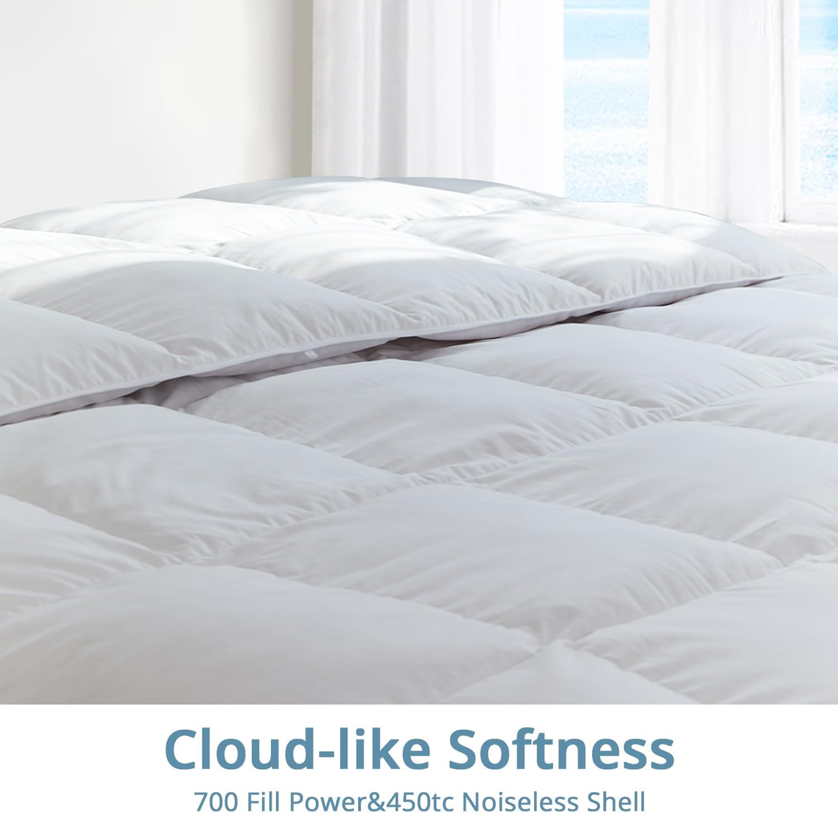 Globon Ultra-Soft Lightweight Down Feather Comforter, Hot Sleeper/Warm Weather,Noiseless Shell,700 Fill Power with Corner Tabs,White…
