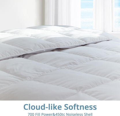 Globon Ultra-Soft Lightweight Down Feather Comforter, Hot Sleeper/Warm Weather,Noiseless Shell,700 Fill Power with Corner Tabs,White…