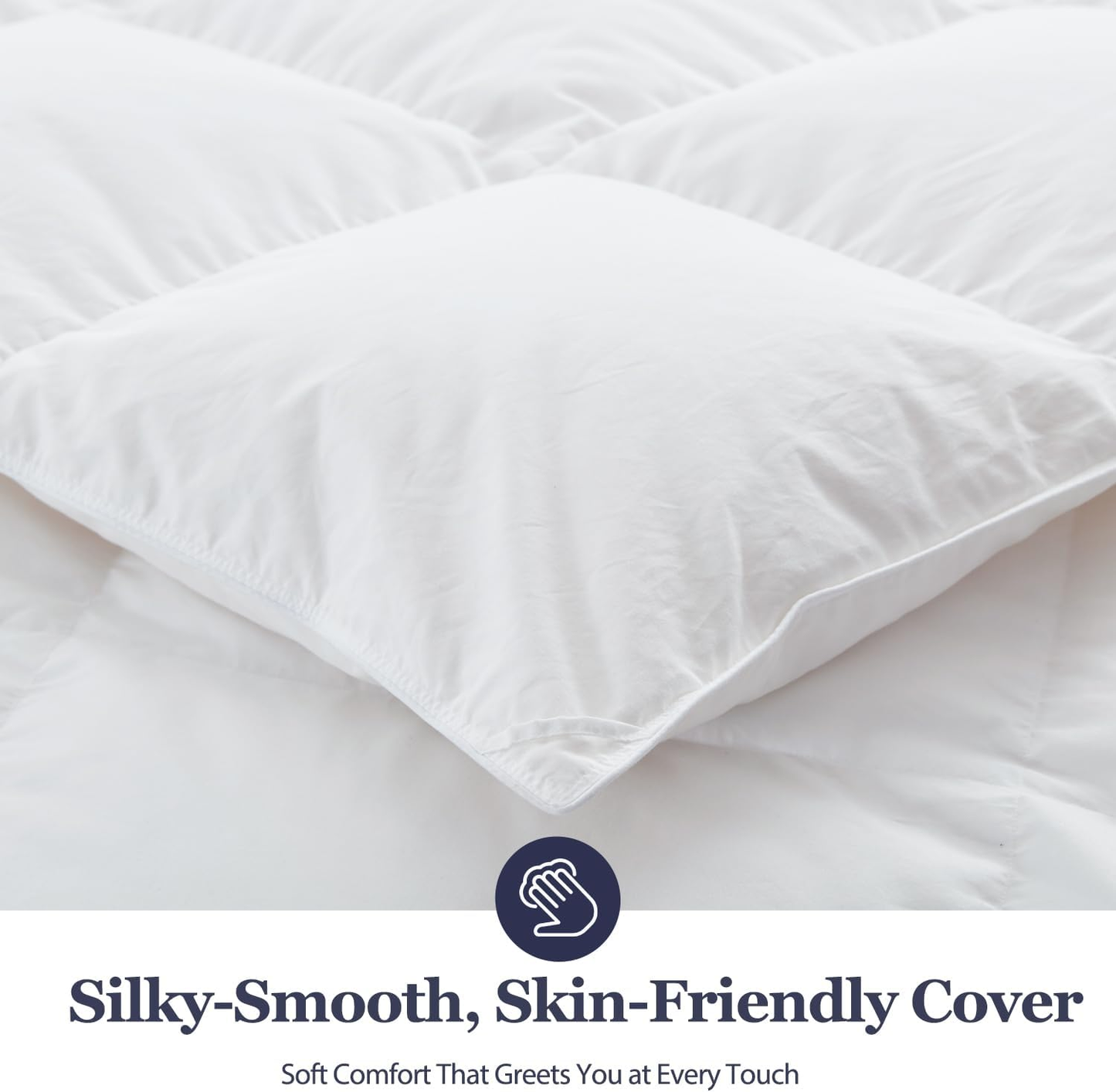 Globon Ultra-Soft Down Feather Comforter ,Luxurious Hotel Collection Fluffy Duvet Insert for All Season,Noiseless Shell,700 Filling Power,Medium Weight with Corner Tabs, White