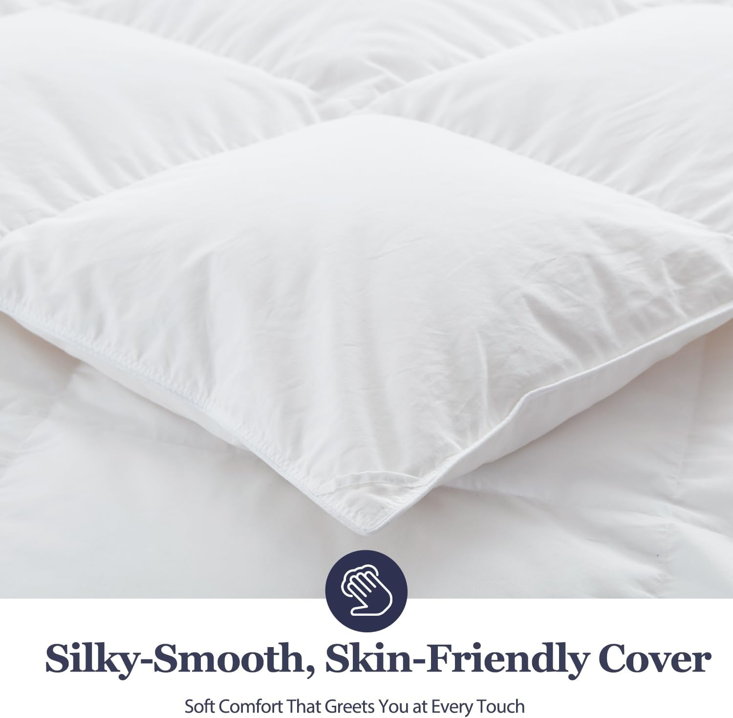 Globon Ultra-Soft Down Feather Comforter ,Luxurious Hotel Collection Fluffy Duvet Insert for All Season,Noiseless Shell,700 Filling Power,Medium Weight with Corner Tabs, White